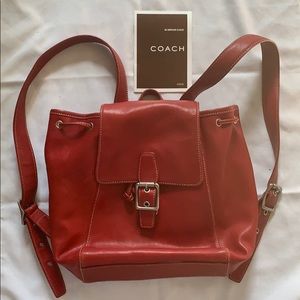 Coach Red Leather Hobo Backpack